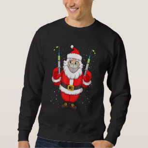 Sweatshirt Le Père Noël Vacciné Dans Le Masque Visage Joyeux 