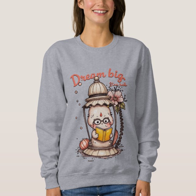 Sweatshirt Lecture Whimsical Bouddha Lantern Design (Devant)