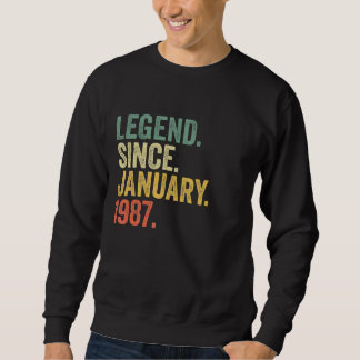 Sweatshirt Légende depuis janvier 1987 36 Ans 36e Naissance