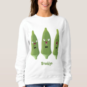 Sweatshirt Légume de cartoon okra chantant mignon