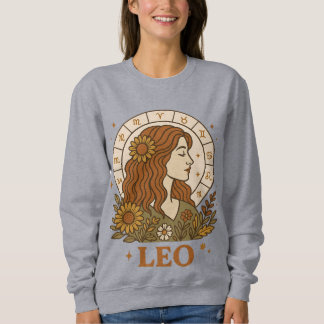 Sweatshirt Léo Rétro Zodiaque Astrologie Florale Bohème