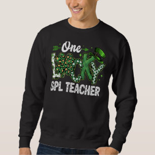 Sweatshirt Leopard Shamrock One Lucky Spl Enseignant St Patri