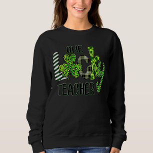 Sweatshirt Leopard Shamrock One Lucky Teacher Jour de la Sain