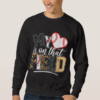 Sweatshirt Leopard Softball Maman Mon coeur est sur ce terrai