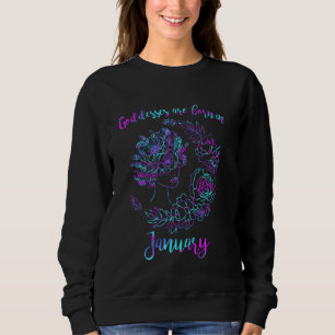 Sweatshirt Les Déesses Sont Nées En Janvier Floral Moon Graph