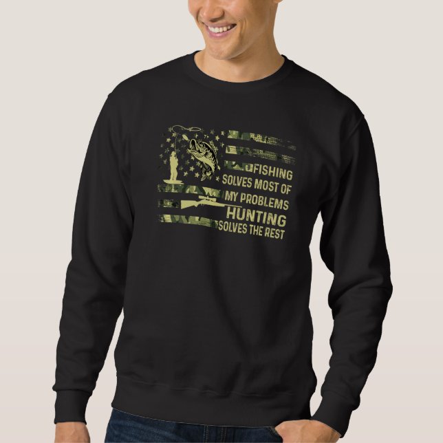 Sweatshirt Les Hommes Pêchent Résoudre La Plupart De Mes Prob (Devant)