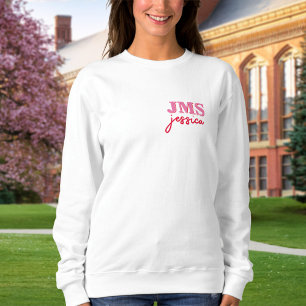 SWEATSHIRT LETTRE 3 ROSE NOIR CONTEMPORAINE MONOGRAPHIQUE INI
