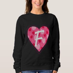 Sweatshirt Lettre Monogramme initiale F Motif cardiaque pour