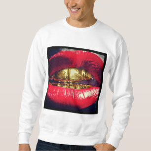 Sweatshirt lèvres rouges d'or de lèvres