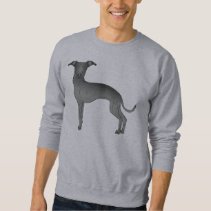 Sweatshirt Lévrier italien noir Chien de dessin animé mignon