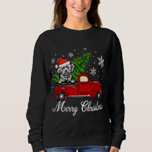 Sweatshirt Lhasa Apso Chien À cheval Camion Rouge Joyeux Noël