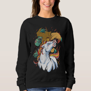 Sweatshirt Licorne attaquant un zombie   Horreur   Cool Gothi