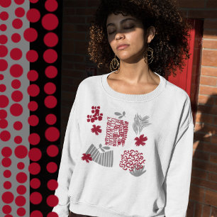 Sweatshirt Lignes et formes Abstraites rouges et grises