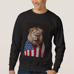 Sweatshirt Lion Designer USA American Flag Patriotic