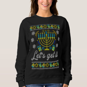 Sweatshirt Lit Lit Ugly Hanoukka Menorah Chanukah Jew Me