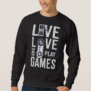 Sweatshirt Live Love And Play Games Noël Pour Garçon Fille G