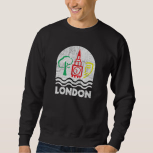 Sweatshirt Londres Style Vintage Rétro Big Ben Horloge 80s 90