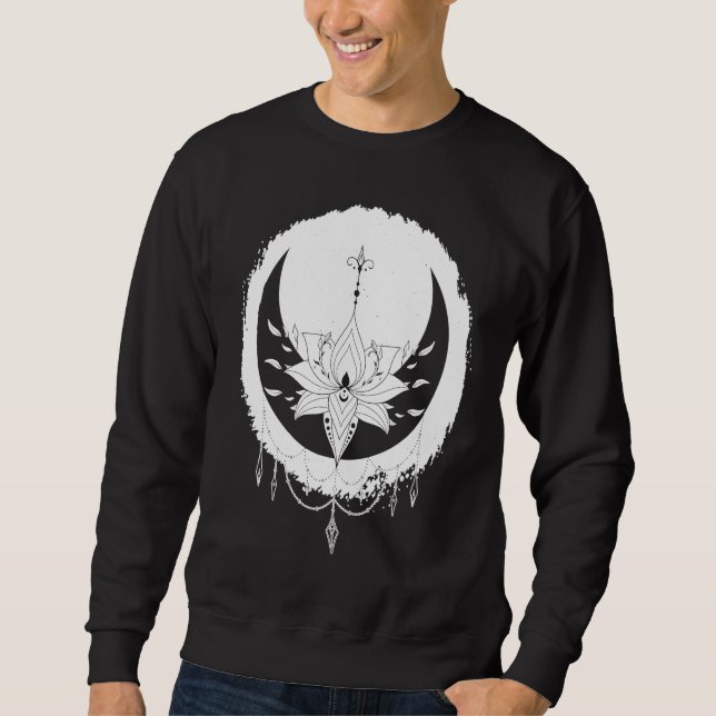 Sweatshirt Lotus Mystique Croissant Céleste Astrologique (Devant)