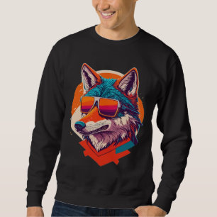 SWEATSHIRT LOUP MIGNON PORTANT DES LUNETTES DE SOLEIL.
