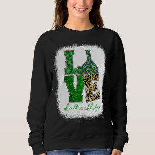 Sweatshirt Love Lab Tech Life Shamrocks Leopard Happy St Part