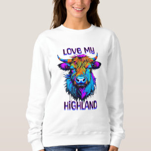 Sweatshirt Love my Highland Cows Cyberpunk Style Art