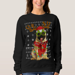 Sweatshirt Luminaires de Noël moche Sweet Carlin Chien Chiot