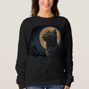 Sweatshirt Lune de chat noir vintage