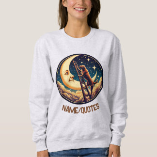 Sweatshirt Lune rêveuse et chien grimpant une échelle