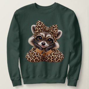 Sweatshirt Lunettes à arc imprimé léopard de raton laveur - A