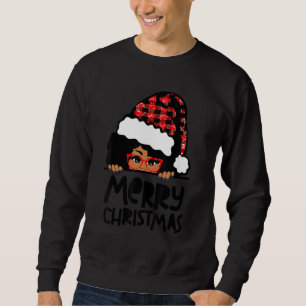 Sweatshirt Lunettes de filles noires mignonnes Afro Père Noël