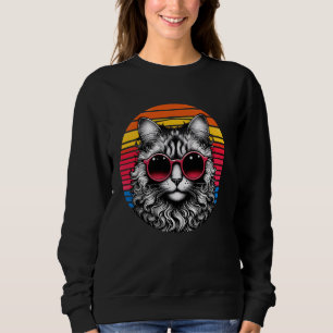 Sweatshirt Lunettes de soleil Vintage Curl Retro Chat América