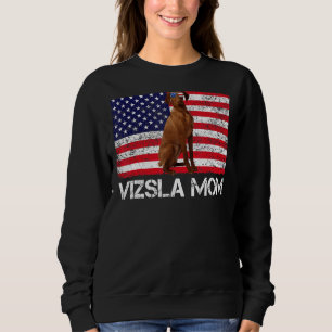Sweatshirt Lunettes de soleil Vizsla Maman Drapeau Américain 