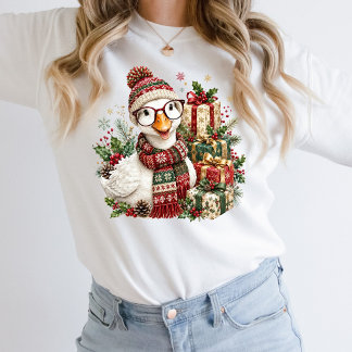 Sweatshirt Lunettes d'oie des Fêtes de Noël Cadeaux Pour Elle