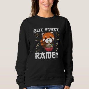 Sweatshirt Mais Le Premier Ramen Rouge Panda Mange Ramen