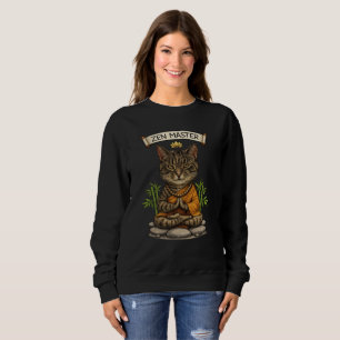 Sweatshirt Maître Zen Chat Drôle Gris Tabby Chat Cadeau