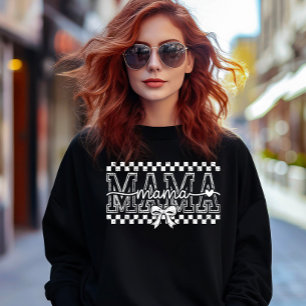 Sweatshirt MAMA avec des carreaux et un nœud