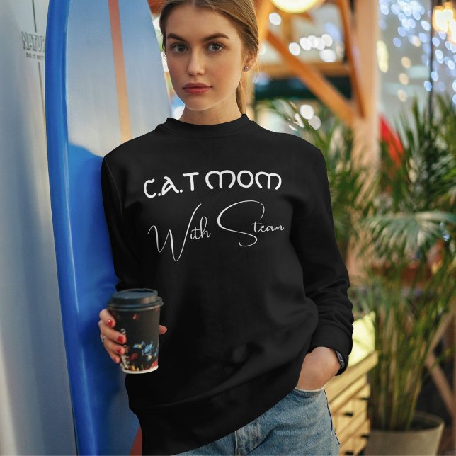 Sweatshirt Maman de chat personnalisée Amateur de chats Écrit (Créateur téléchargé)