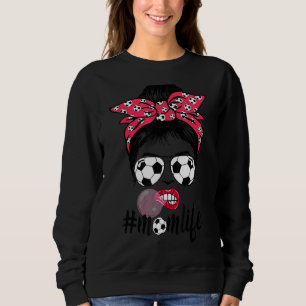 Sweatshirt Maman Vie Football Maman Fête des mères Messy Bun