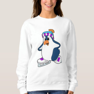 Sweatshirt Manchot au patinage sur glace avec patins à glace