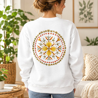 Sweatshirt Mandala Jaune Fleur Pressée D'après l'Art Original