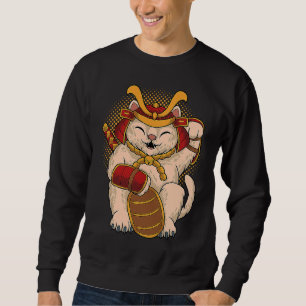 Sweatshirt Maneki Neko Samouraï Japon Chat Chanceux Argent Ch