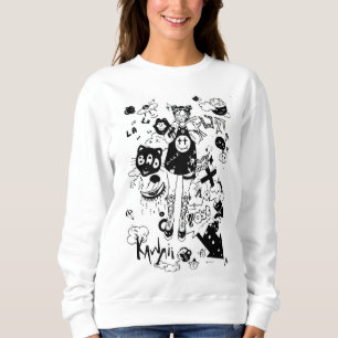 Sweatshirt manga kawaii black and white