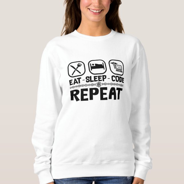 Sweatshirt Mangez le code de sommeil Répéter le code de codag (Devant)