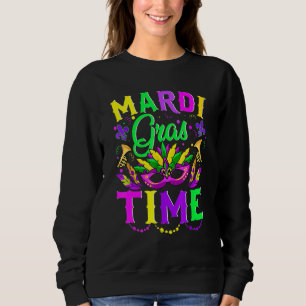 Sweatshirt Mardi Gras Time Feathered Krewes Mask Mardi Gras
