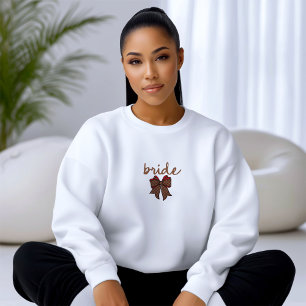 Sweatshirt Mariée à noeud papillon à carreaux rouge et marron