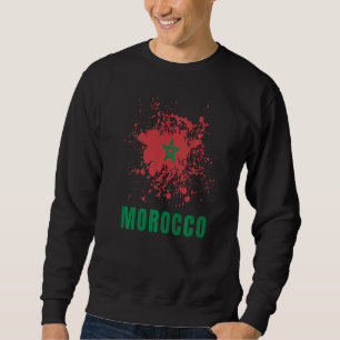 Sweatshirt Maroc Rétro Vintage Aquarelles Sport Drapeau Maroc