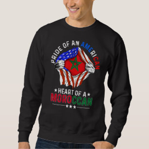 Sweatshirt Marocain Américain America Pride Pays Étrangers Mo
