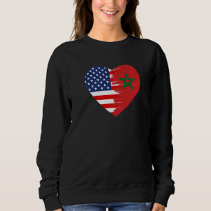 Sweatshirt Marocain Américain Drapeau Coeur Maroc Usa