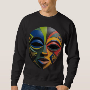 Sweatshirt Masque tribal africain Cubisme Abstrait