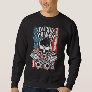 Sweatshirt Mécanique Drapeau Usa Puissance diesel